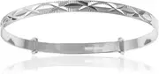 Designer Inspirations Boutique Engraved/Embossed Repeat Pattern Expanding/Expandable/Adjustable Bangle Bracelet for Baby/Child/Children/Women - 925 Sterling Silver - Childrens Jewellery