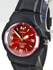 Casio MW-600F-4AV Red Analog Sport Watch Glow Hands 10 Year Battery Resin New