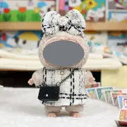 Labubu Baby Clothes 17cm Labubu Cloth Clothes Heartbeat Macaron Vinyl Face Doll Baby Clothes Replacement——style:White background Haige small fragrance style+black bag
