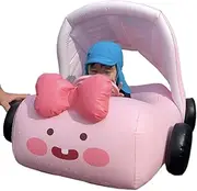 Inflatable Car Float, Baby Ride Pool Float with Sunshade, Ergonomic Comfortable Seating Swimming Ring Lounger for Relaxation Fun in Water