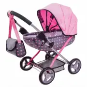 Bayer Cosy Doll Pram - Grey with Pink Dots and Fairy
