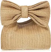 [BESPORTBLE] Lady Straw Purse Bow Design Handbags for Women Straw Bag Clutch Beach Bag Multi-use