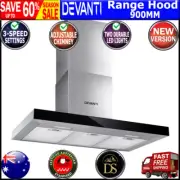 Devanti Range Hood 900mm Rangehood 90cm Stainless Steel Glass Kitchen Canopy ...