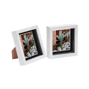 Nicola Spring 2 Piece 6 x 6 3D Shadow Box Photo Frame Set - Craft Display Picture Frame with 4 x 4 Mount - White