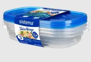 Sistema 950mL Rectangle TakeAlong Containers 3 Pack