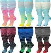[DZSoCoki] Wide Calf Compression Socks for Women Men,Large Plus Size Compression Socks Support for Nurse Pregnant