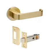Zanda Streamline Door Handle Lever Set on Round Rose Satin Brass