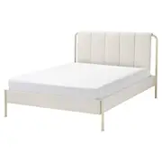 TÄLLÅSEN upholstered bed frame, Kulsta light beige/Lönset, Double