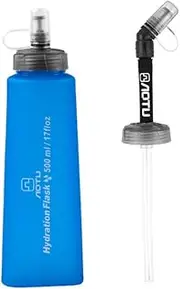zolyet TPU Soft Flask Collapsible Sports Water Bottle Foldable Water Bladder Running Cycling Hiking ible Water Bag ellipse bottom water bladder with a spare extended straw
