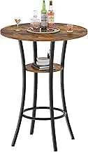 CHOEZON Round Bar Table, 2-Tier High Top & Counter Height Dining Table, for Bistro, Pub, Kitchen, Living Room, Rustic Brown and Black TBT03BF