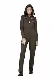 Smiffys 50935M Officially Licensed Top Gun Ladies Costume, Women, Khaki, M - UK