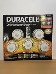 New Duracell 5 Wireless LED Puck Lights w/ Directional Base & Remote Control