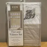 Ellery Homestyles 36 inch Tiers Valance Curtain Set Embroidered Seashells Beach