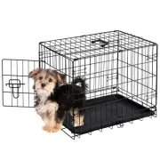 24-Inch Single-Door Dog Crate–Durable Metal Pet Kennel with Secure Lock, Fold...