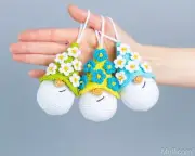 Crochet keychains with crochet flower, Mothers day Crochet gnome ornament