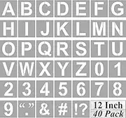 Alphabet Letter and Number Stencils 12 Inch - 40 Pack Large Letters and Numbers Stencil Templates with Signs for Painting on Wood, Reusable Number Letter Stencils for Chalkboard Signs & Wood Wall Art