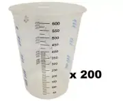 Calibrated Graduated Paint Mixing Cups 600ml x 200 VC6 PPS Painting Measuring