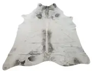 Grey White Cowhide Rug Extra Large Spotted Natural Real Speckled 7.5ft x 7ft