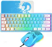 60% Gaming Keyboard Mouse +Mice Set Wired 62 Keys RGB Backlit For PC PS4 Xbox