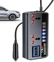 DC to AC Inverter - Car Electronics, Travel Adapter | Lightweight Voltage Regulator with Multiple USB Charging Points, Outdoor Gear for Remote Camping, Use, Or Extended Vehicle Outings