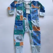 NEW Baby Boy Bonds field sports soccer blue Zippy Wondersuit - sz00 (3-6mos)
