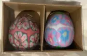 Millefiori Swazi Easter Egg Candles Set of 2 New Unburned
