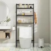 Costway3-Tier Over The Toilet Storage Shelf with Adjustable Adjustable Bottom Bar-Black