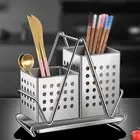 Practical Stainless Steel Cutlery Stand Chopstick Holder with Draining Design