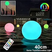 16-Color ED Pool Floating Light, LED Glowing Beach Ball 40cm 60cm Remote Control Waterproof Inflatable Floating Pool Light Yard Lawn Party Lamp