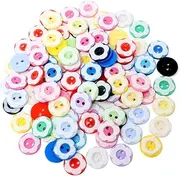 Honbay 100PCS 12.5mm/0.5inch Double Layer Flower Shaped Candy Colors Resin Button 2 Holes Sewing Crafts Decoration Button