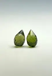 2ct 2PCS MOLDAVITE faceted drop LOT #CM83