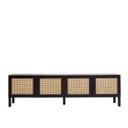 Casa Decor Tulum Rattan Entertainment Unit TV Stand Cabinet Storage Black Black