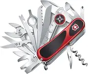Victorinox Evolution S54 Grip Swiss Army Pocket Knife, Medium, Multi Tool, 32 Functions, Blade, Ergonomic Scales, Red/Black
