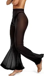 [sofsy] Mesh Swimsuit Cover Up Pants for Women Sheer Beach Sexy Swimwear Coverup Pant See Through Swim Bikini Bathing Suit