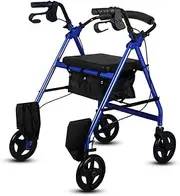 Elderly Walker, Aluminum Foldable Walking Mobility Aid Walker Rollator Shopping Trolley with Seat and Handbrake and Footrest Mobility Walker Interesting