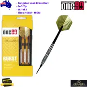 Soft Tip Darts Set 3 Tungsten Look Brass Nylon Shaft 16-18G Slimpack Case