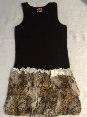 10 PC LOT NWT GIRLS BROWN TANK DRESS W/ LEOPARD RUFFLES SIZES 3T-12