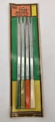NEW Fondue Forks Stainless Steel 1970's Handle Plastic Color Coded Westwood