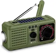 3 in 1 Outdoor Solar Emergency Radio - Hand Crank NOAA Weather Portable Radio - 2200mAh Power Bank USB Charger LED Flashlights -for Camping Hurricane