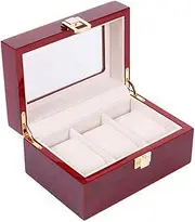 Wood Watch Display Case with Glass Top and Locking Clasp,Multi-Functional Jewelry Watch Collection Storage Box Organizer FANDIAO