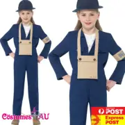 Girls Horrible Histories Air Warden Costume Kids Book Week World War 2 WW2 Army
