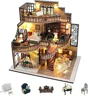 Flever Dollhouse Miniature DIY House Kit Creative Room with Furniture for Romantic Artwork Gift (Dream Building Pavilion)
