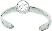 [JewelryWeb] 14k White Gold CZ Simulated Diamond Adjustable Elegant Round Body Jewelry toe ring-toe ring for Women