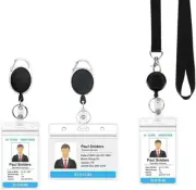 3 Pack Retractable ID Badge Holders, Keychain Detachable Neck Lanyard Strap,With