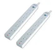 Sansai PAD-016SP 6 Outlet Master Switch Surge Protected 10m Lead White 2Pack