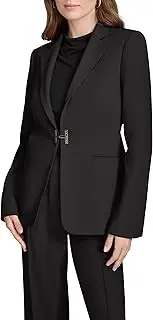 [Halston] Women's H Closure Woven Office Workwear Blazer
