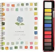 Watercolor Workbooks for Beginners – 12 Colors Paint Set with Brush, Beginner-Friendly Portable Art Kit, Easy Watercolor Painting Book for Adults & Kids, DIY Drawing & Sketching