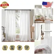 Luxurious White Velvet Curtains – Thermal Insulated 120" Long Drapes (Set of 2)