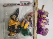 3 NEW 16" Marionettes Puppets Toys: Wizard, Pinocchio, & Court Jester 2 In Pkg