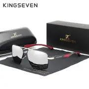 KINGSEVEN Aluminum Men's Sunglasse Polarized Lens Brand Red Design Temples Sun glasses Coating Mirror Glasses Oculos de sol 7719 Mirror Silver